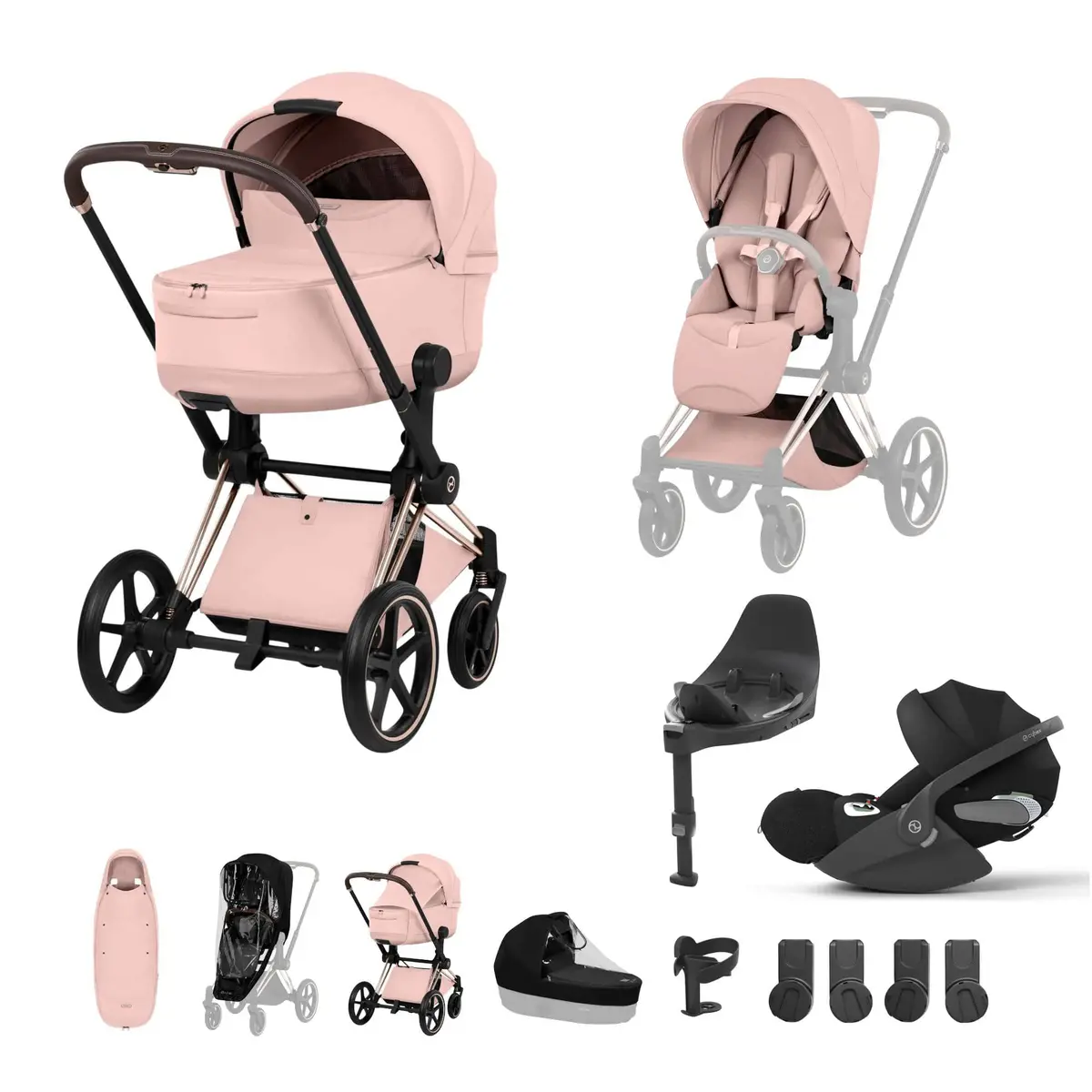 Cybex Priam Ultimate Accessory Bundle - Style Collection - Peach Pink 1