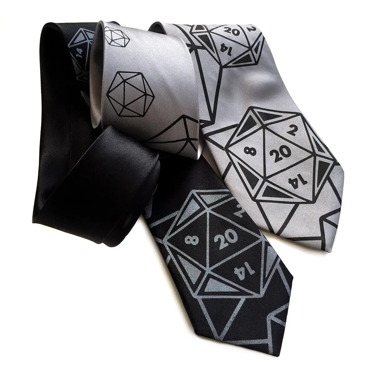 D20 Silk Necktie. D & D Inspired Twenty Sided Tie 1