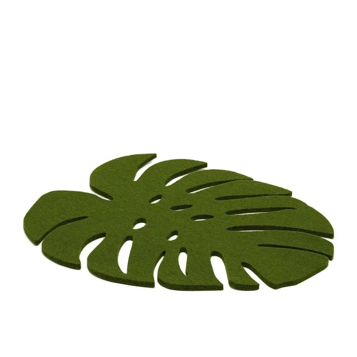Merino Wool Felt Monstera Leaf Trivet - Loden Green - Large 1