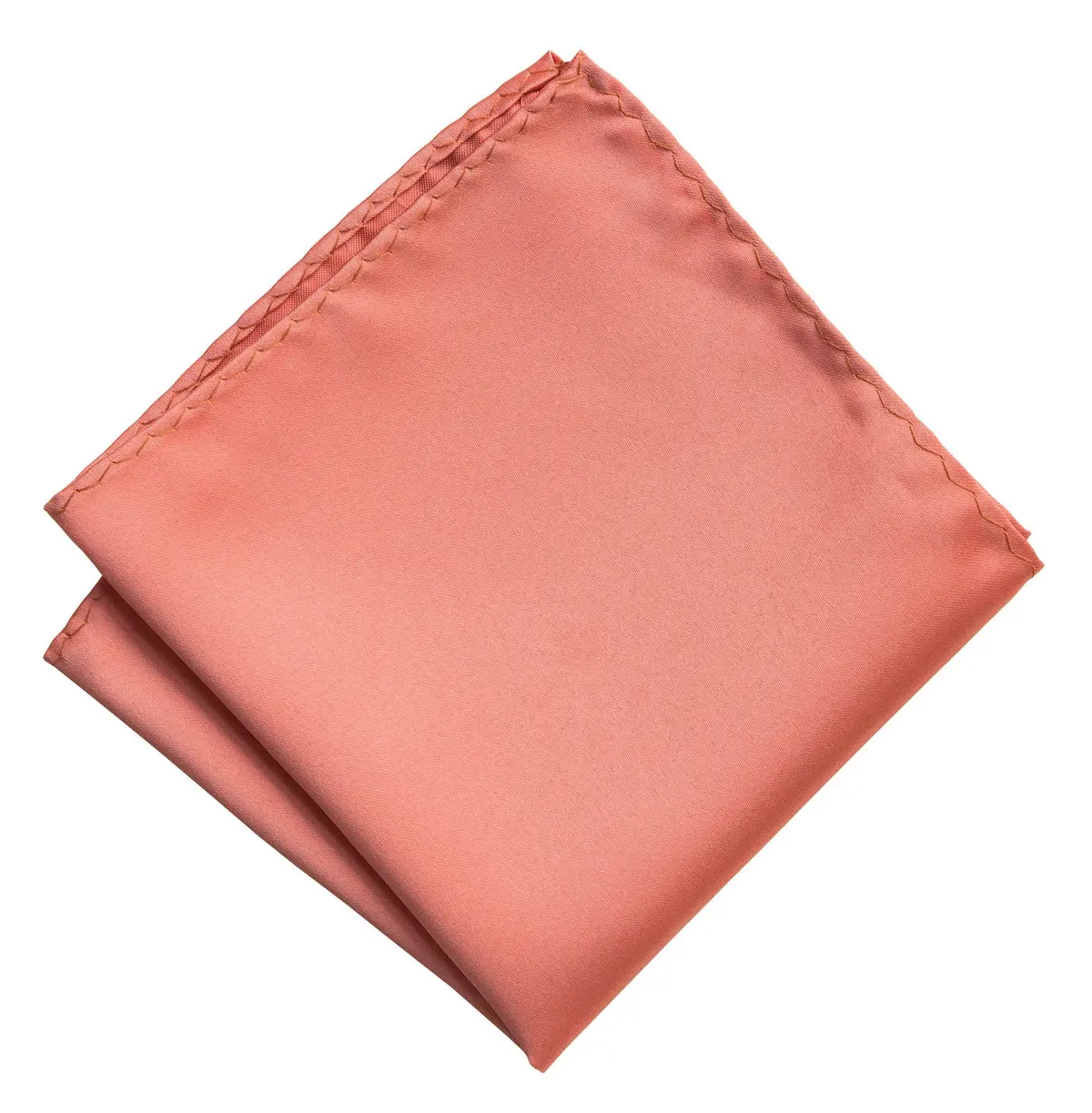 Dark Salmon Pocket Square. Medium Pink Solid Color Satin Finish, No Print 1