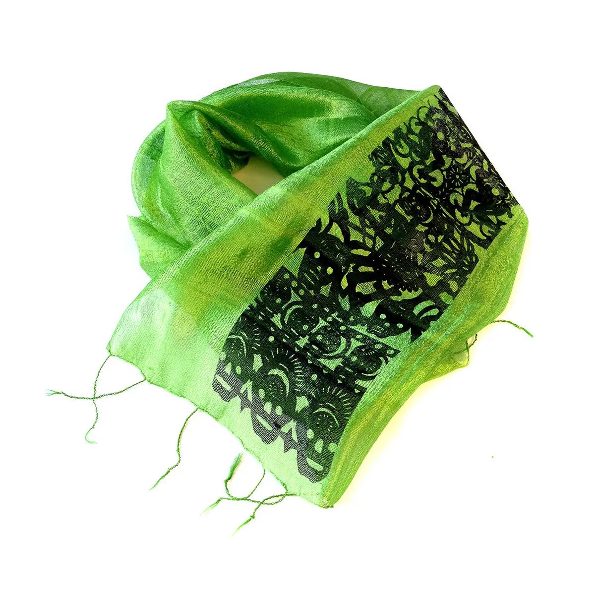 Papel Picado Silk Scarf. Day Of The Dead Paper Cut Flag Print. 1