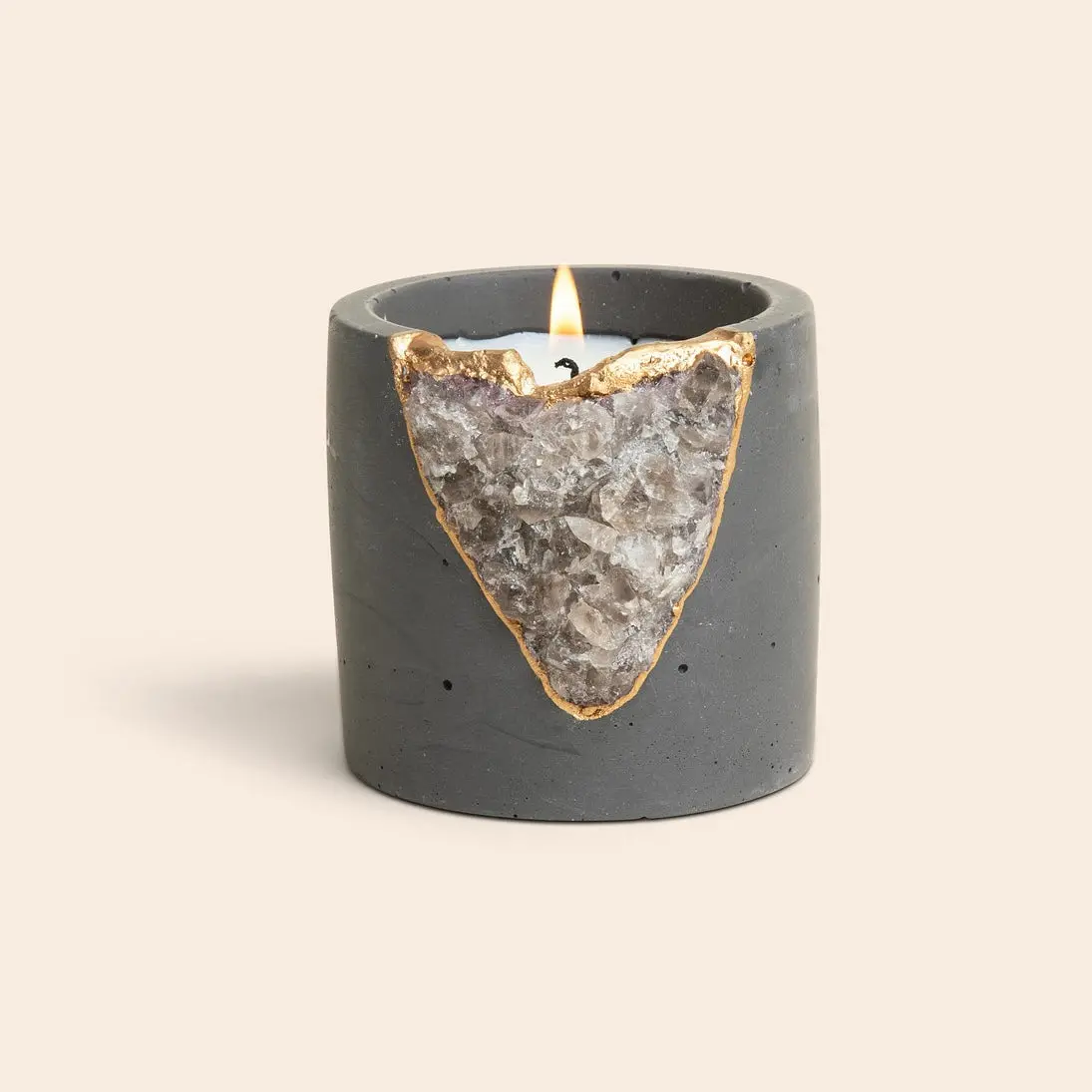 Obsidian Smoke Geode Candle 1