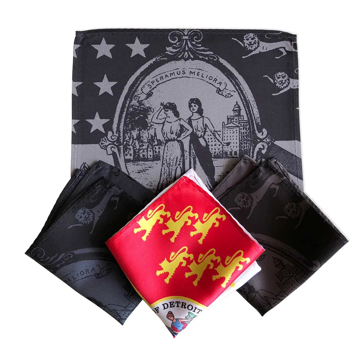 Detroit City Flag Pocket Square, Original 1940S Flag Print 1