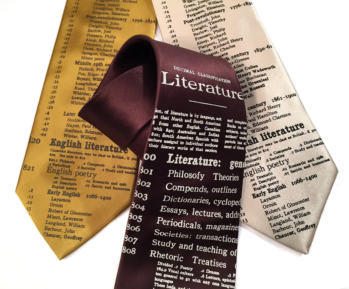 Dewey Decimal Literary Silk Necktie. 1