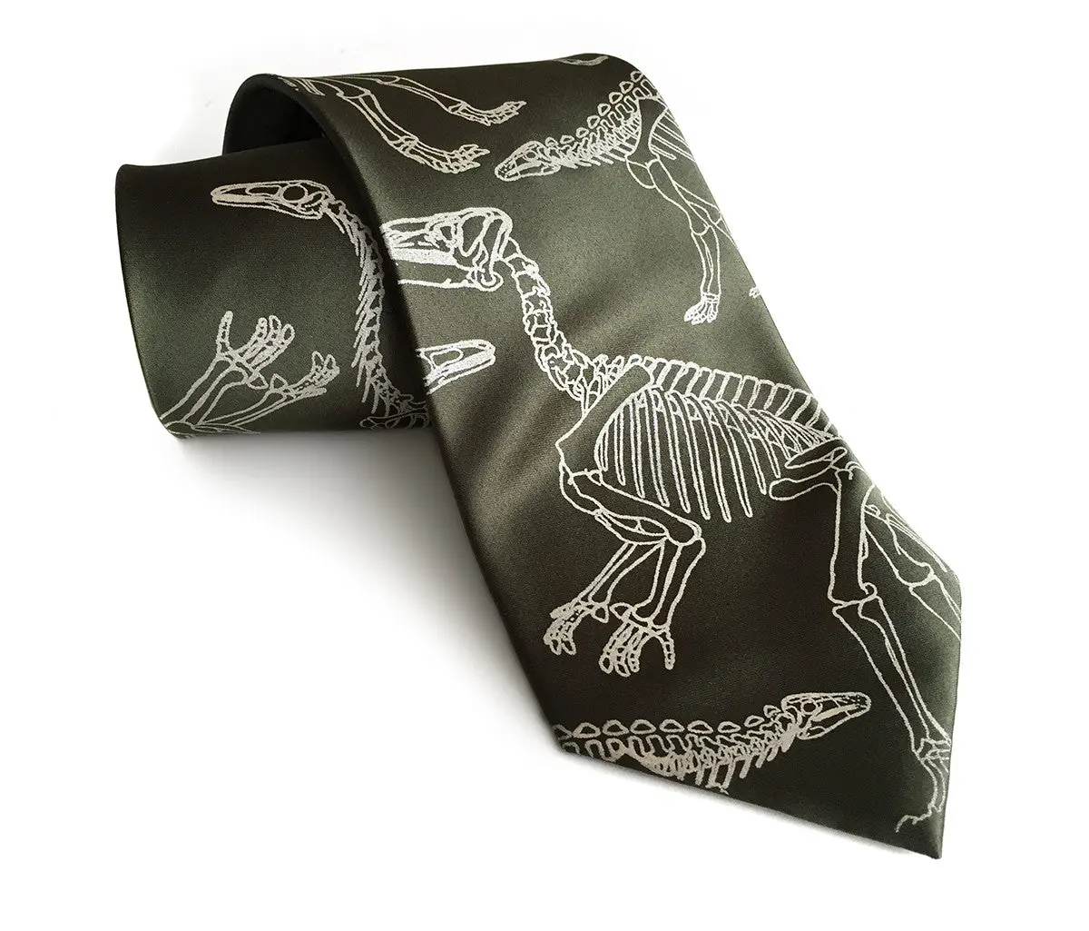 Dinosaur Bones Necktie. Paleontology Print Tie 2