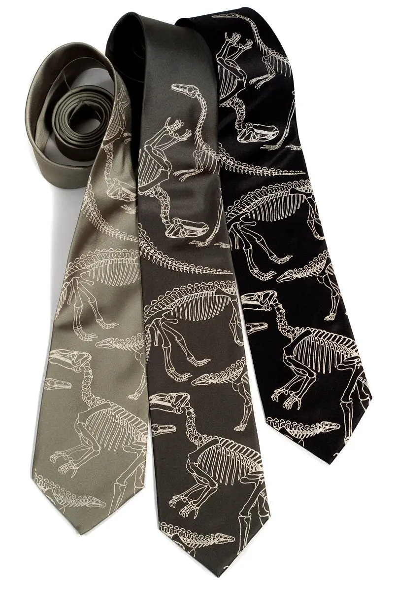 Dinosaur Bones Necktie. Paleontology Print Tie 1