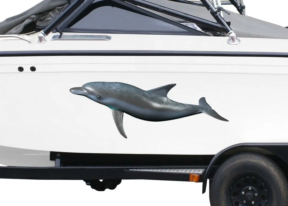 Gray Dolphin Boat Decal Set – Marine Vinyl Graphic 1