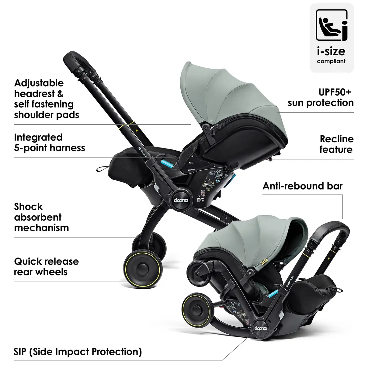 Doona X Infant Car Seat Stroller In Dusty Sage 2