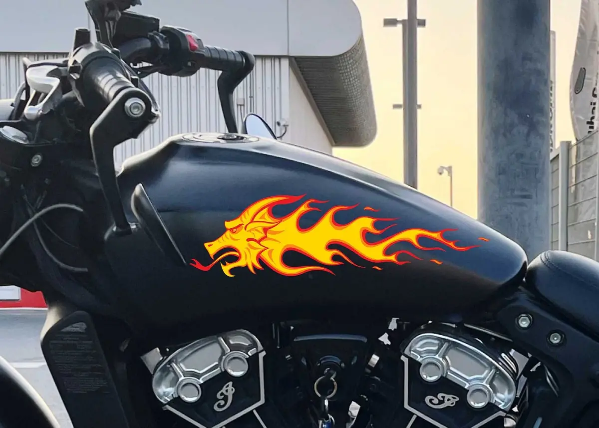Dragon Flames Motorcycle Decals Set – 2Pc 1