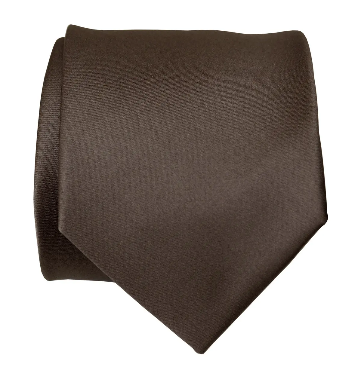Driftwood Necktie. Solid Color Dark Brown Satin Finish Tie, No Print 1