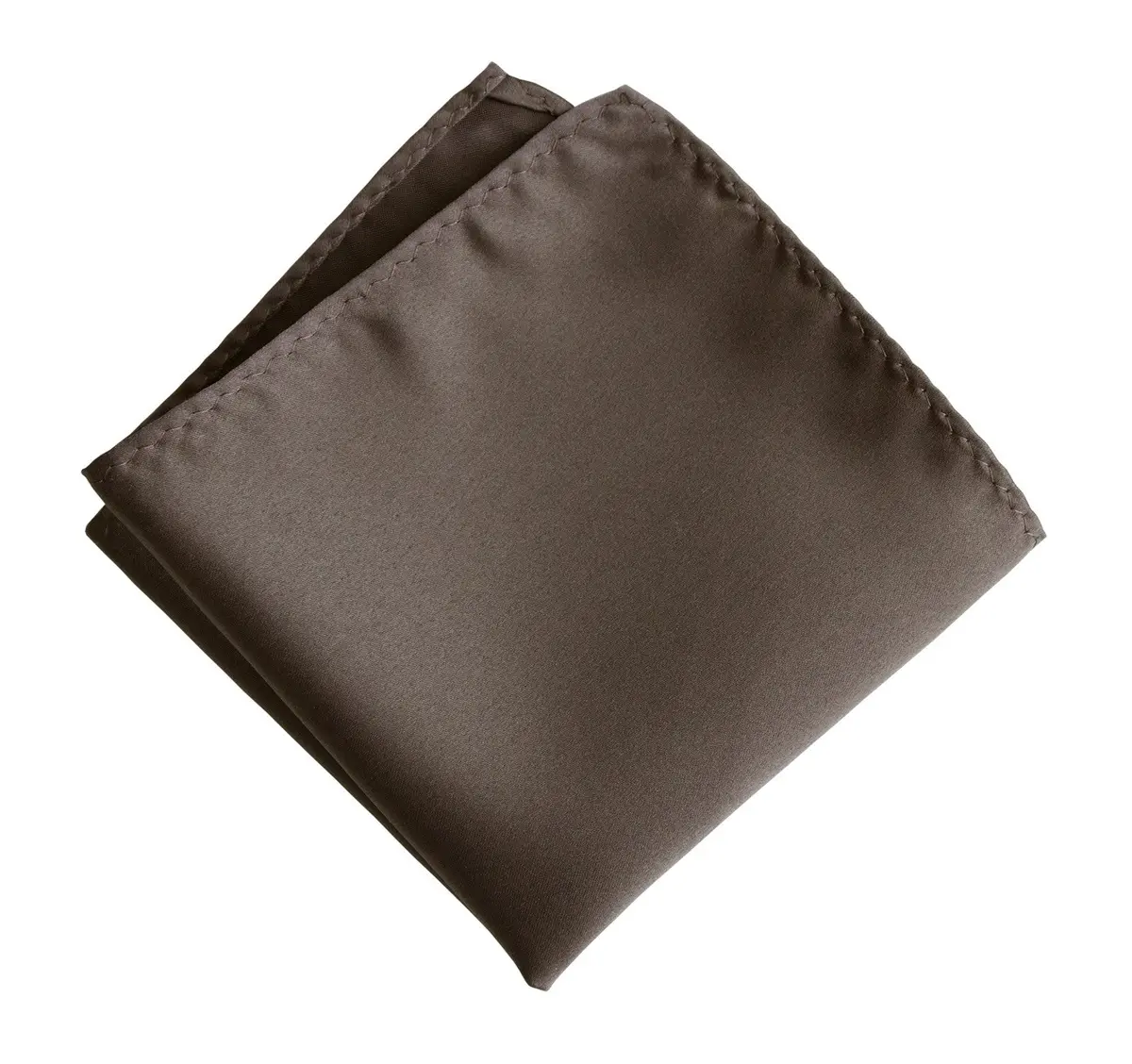 Driftwood Pocket Square. Solid Color Dark Brown Satin Finish, No Print 1