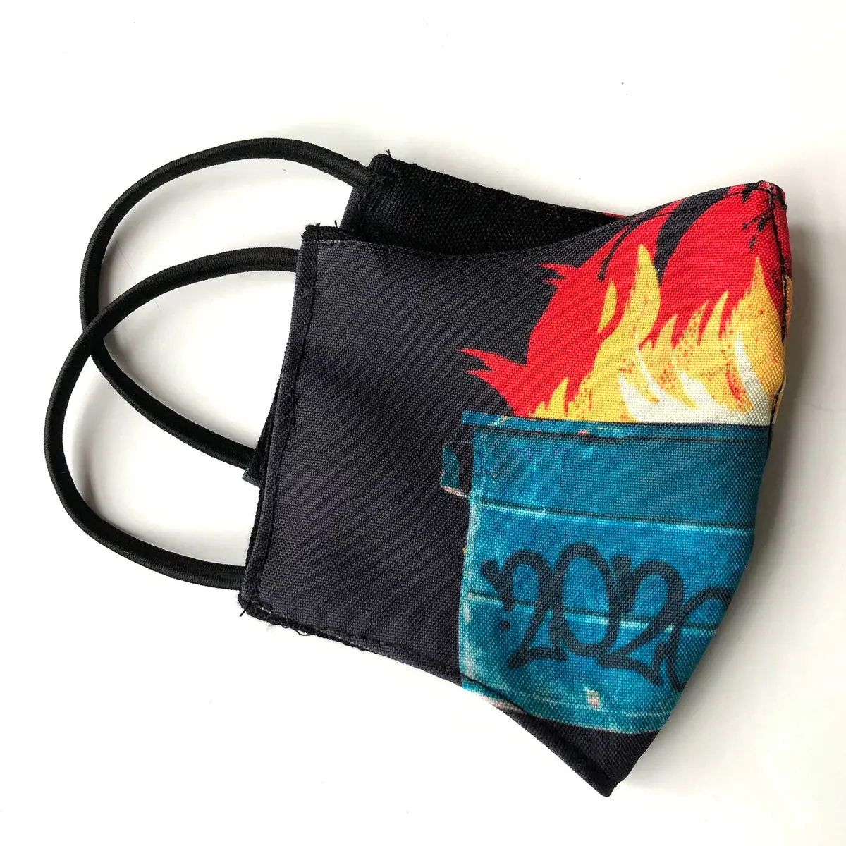 Dumpster Fire 2020 Mask. Fitted Two Layer Adjustable Fabric Face Cover 1