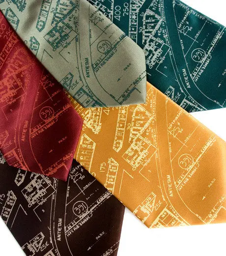 Detroit Map Silk Tie. Historic Eastern Market Necktie 1