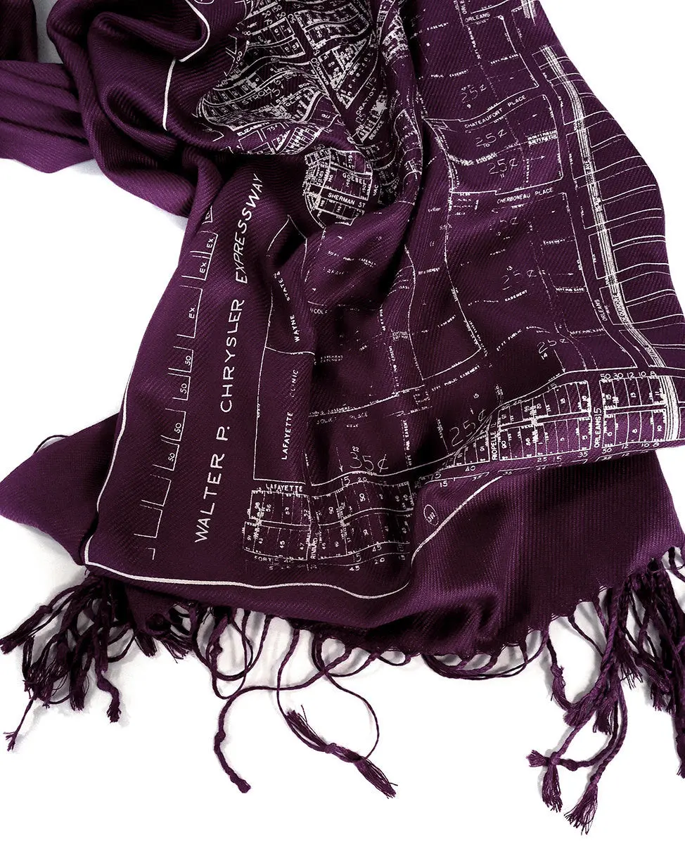 Detroit Map Pashmina, Historic Eastern Market Scarf 1