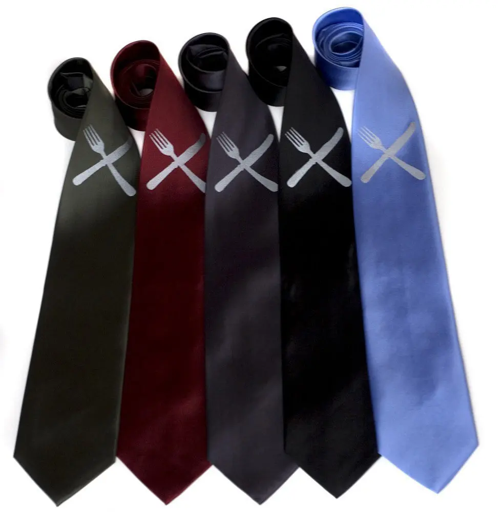 Knife & Fork Silk Necktie. Eat Me Tie 1