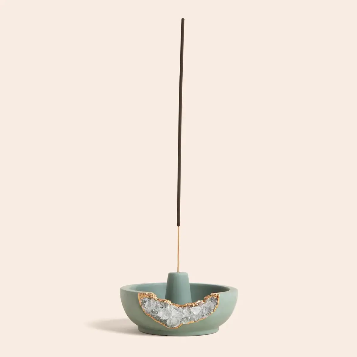 Quartz Crystal Incense Holder - Green 1