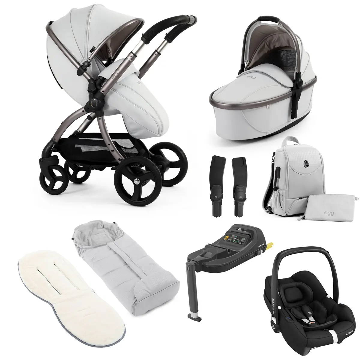 Egg3 Luxury Maxi-Cosi Travel System Bundle - Houndstooth Silver 1