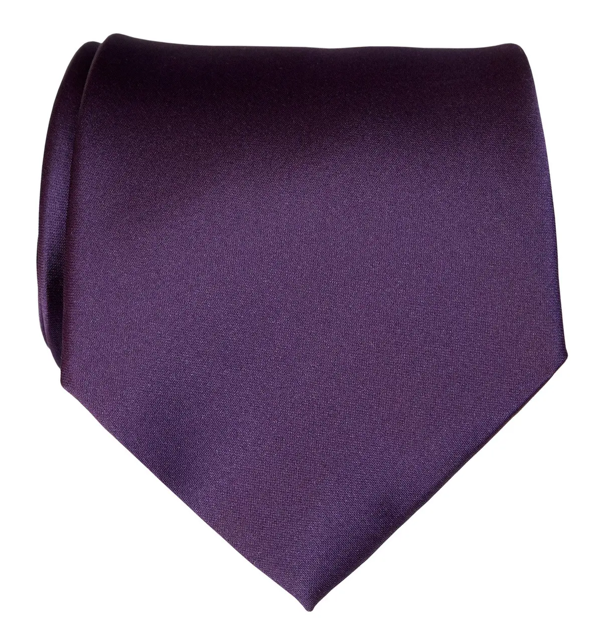 Eggplant Necktie. Dark Purple Solid Color Satin Finish Tie, No Print 1