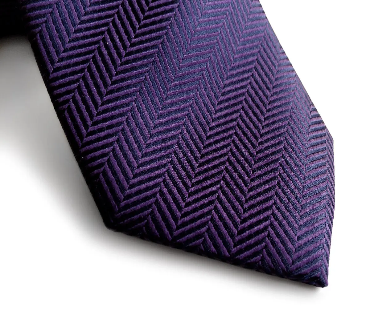 Eggplant Herringbone Silk Necktie 1