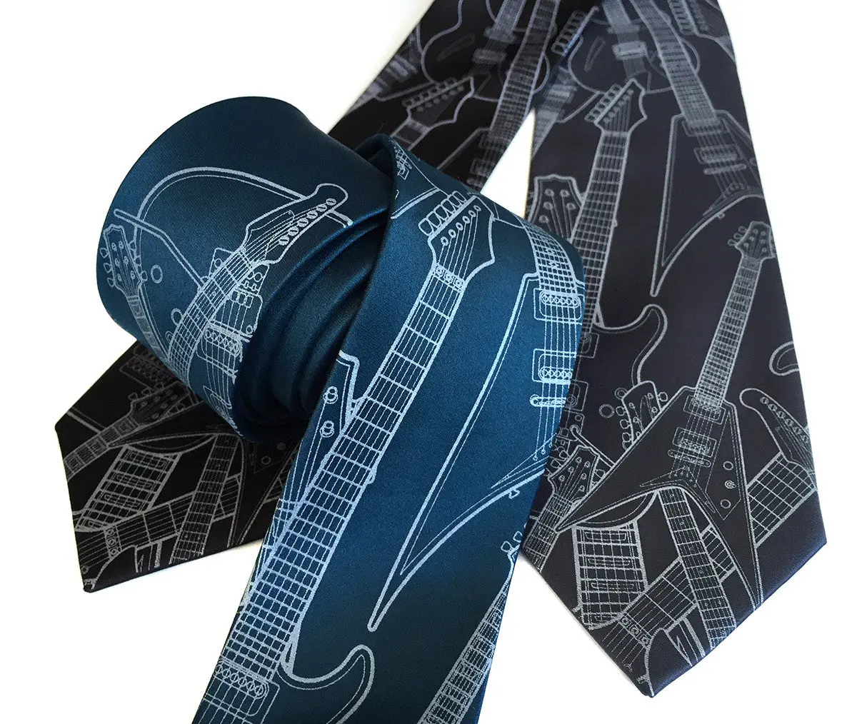 Electric Guitar Necktie. Retro Guitars Tie 1