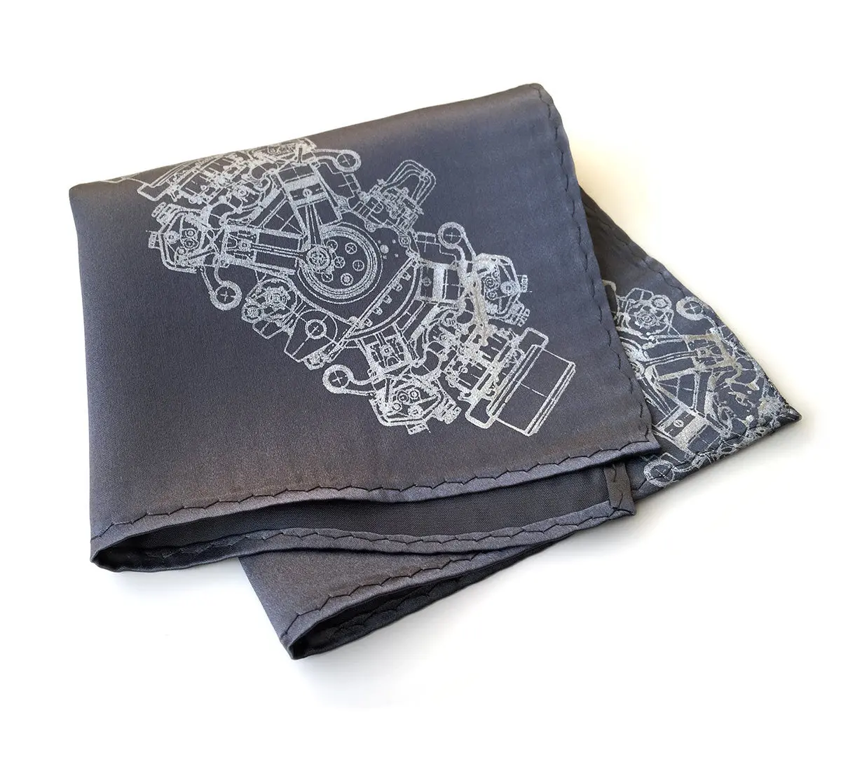 Engine Rosette Silk Pocket Square 1
