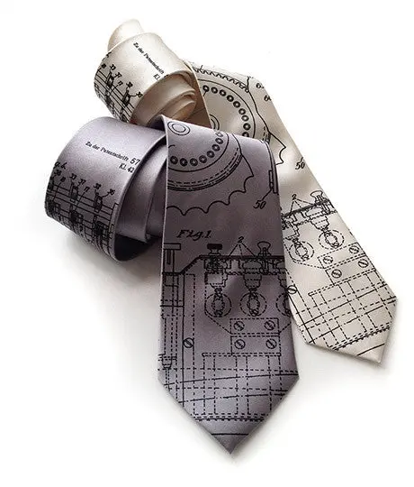 Enigma Machine Necktie, Cryptographic Patent Drawing Tie. 1