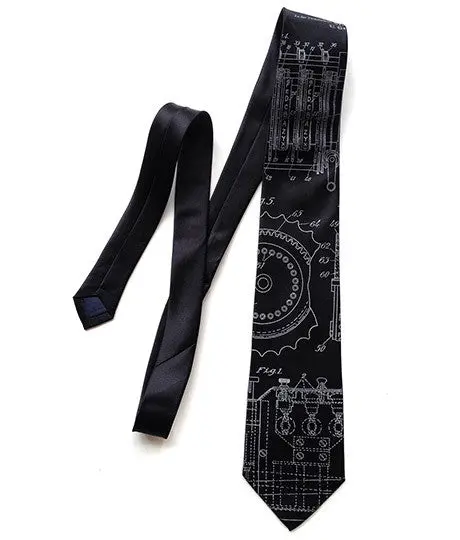 Enigma Machine Necktie, Cryptographic Patent Drawing Tie. 2