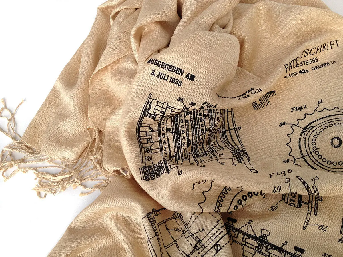 Enigma Machine Scarf, Linen-Weave Pashmina. 1