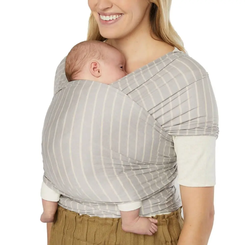 Ergobaby Aura Sustainable Knit Baby Wrap - Grey Stripes 1
