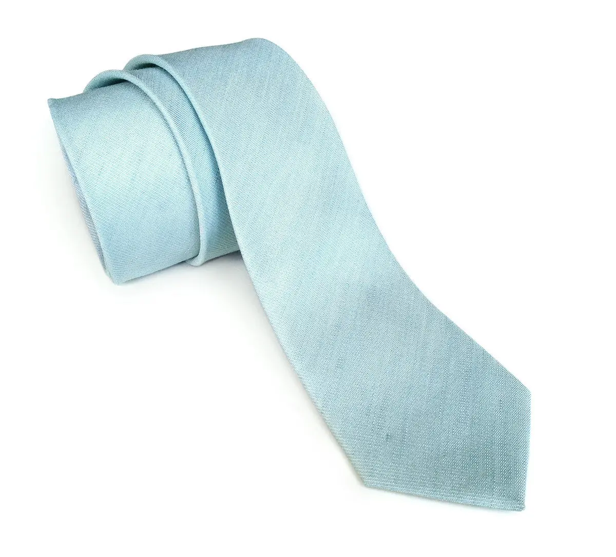 Pale Turquoise Linen Necktie. Solid Color Tie, Erie 1