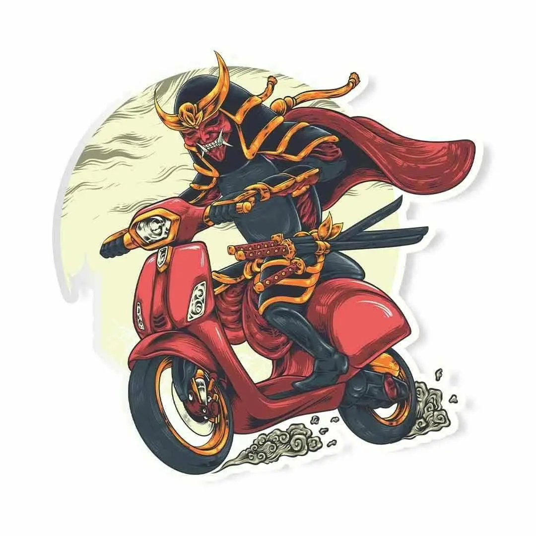 Evil Samurai On Vespa Sticker 1