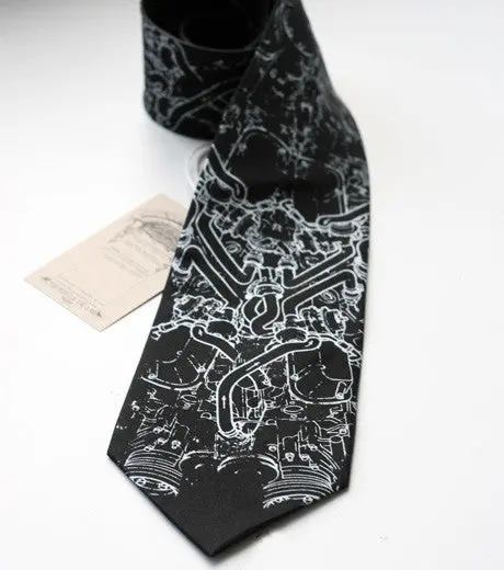 Exhaust Pipes Silk Necktie 1