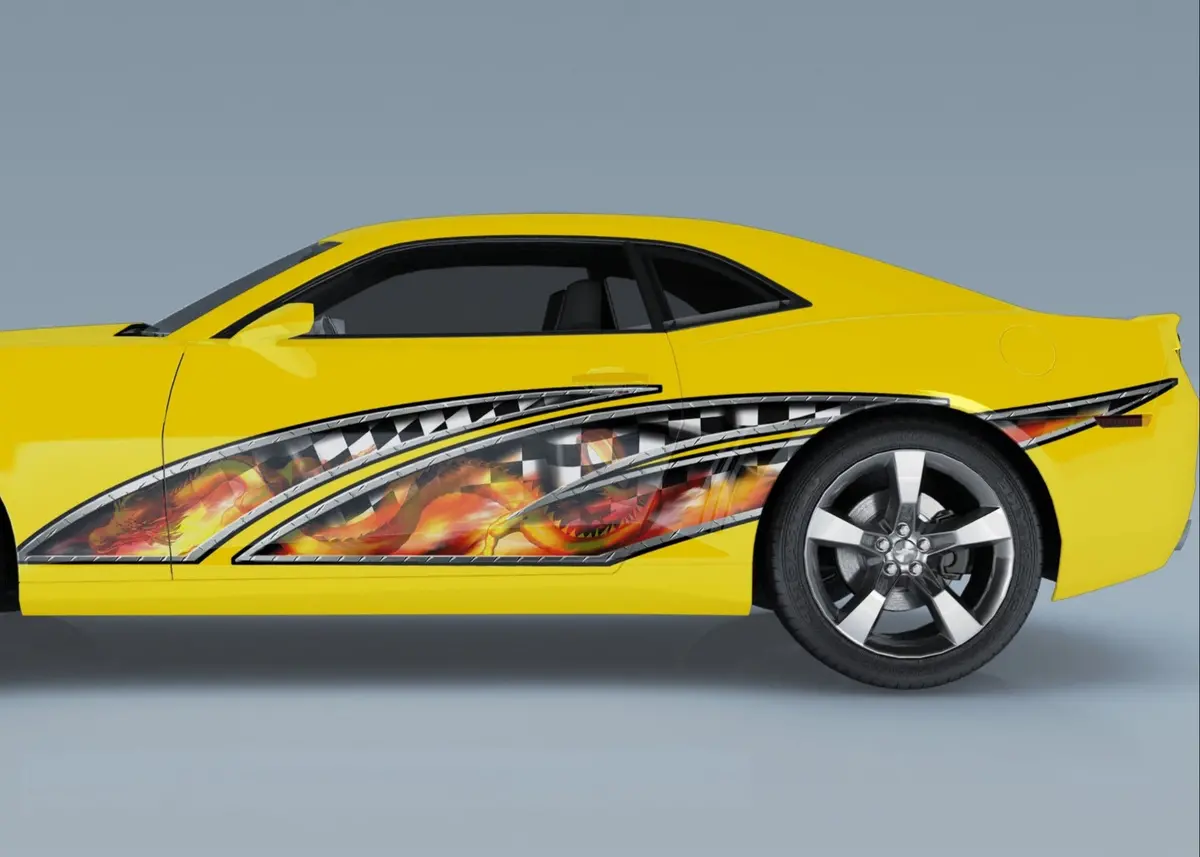 Fire Dragon Wave Decals For Sides Of Cars & Trucks 1