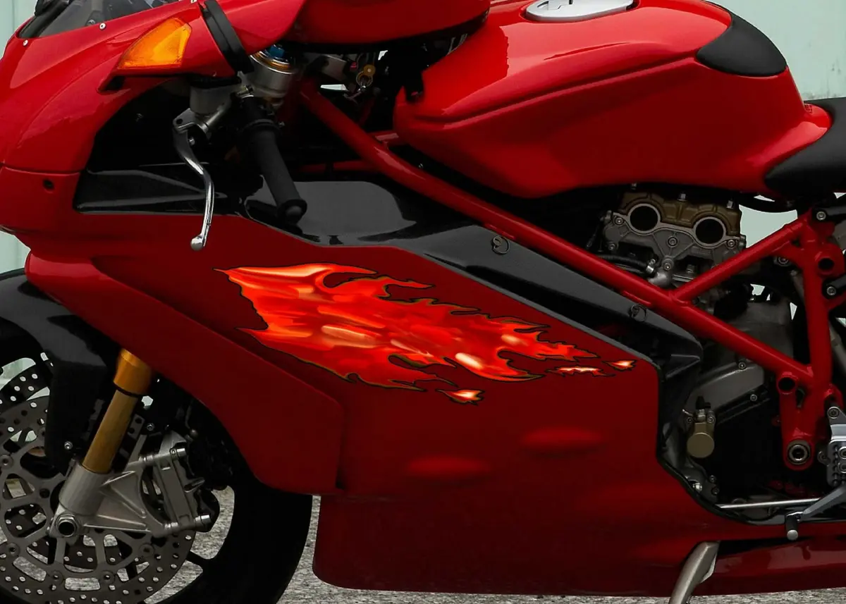 Realistic Fire Flames Motorcycle Decal Set – 2Pc 1