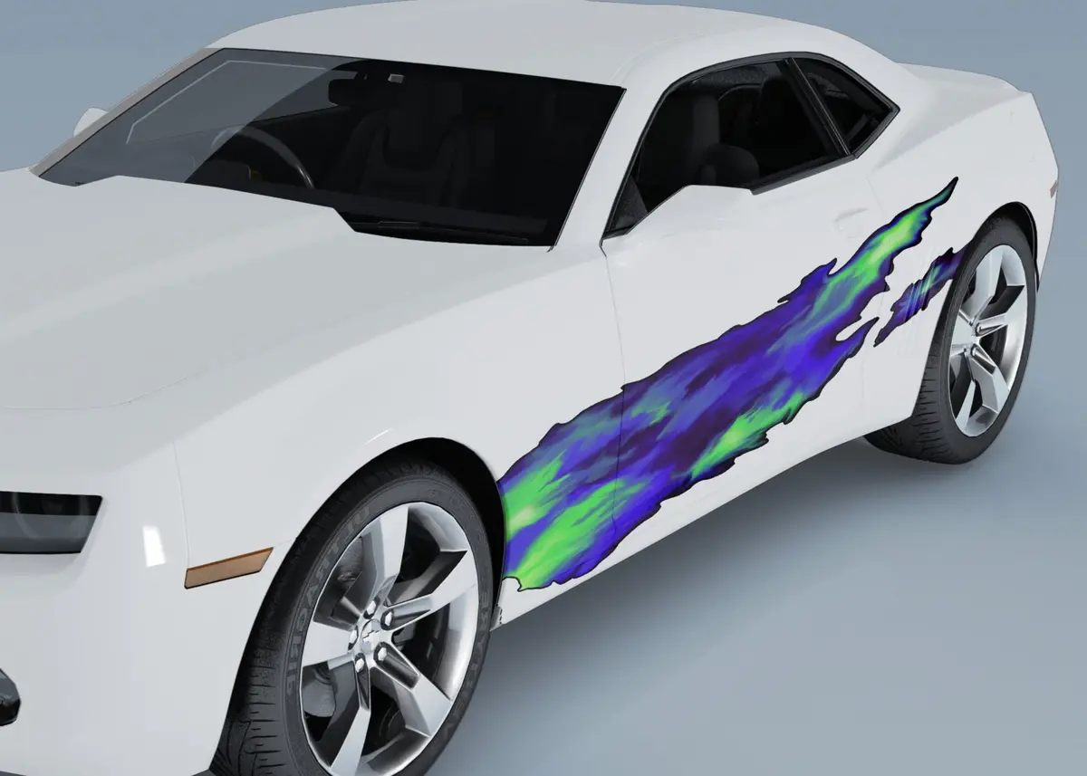 Full Color Fire Flames Car Side Decals 2