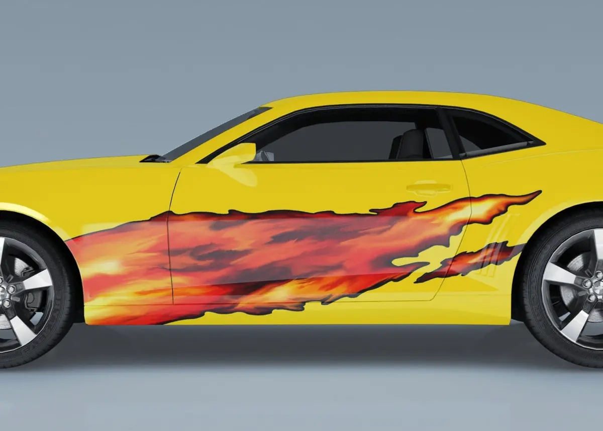 Full Color Fire Flames Car Side Decals 1