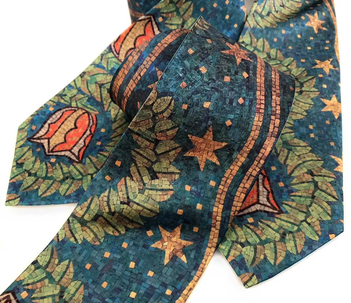 Fisher Building Mosaic Tie, Floral Print Necktie 3