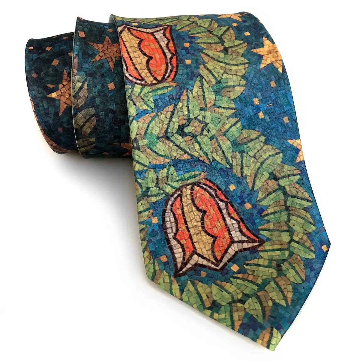 Fisher Building Mosaic Tie, Floral Print Necktie 4