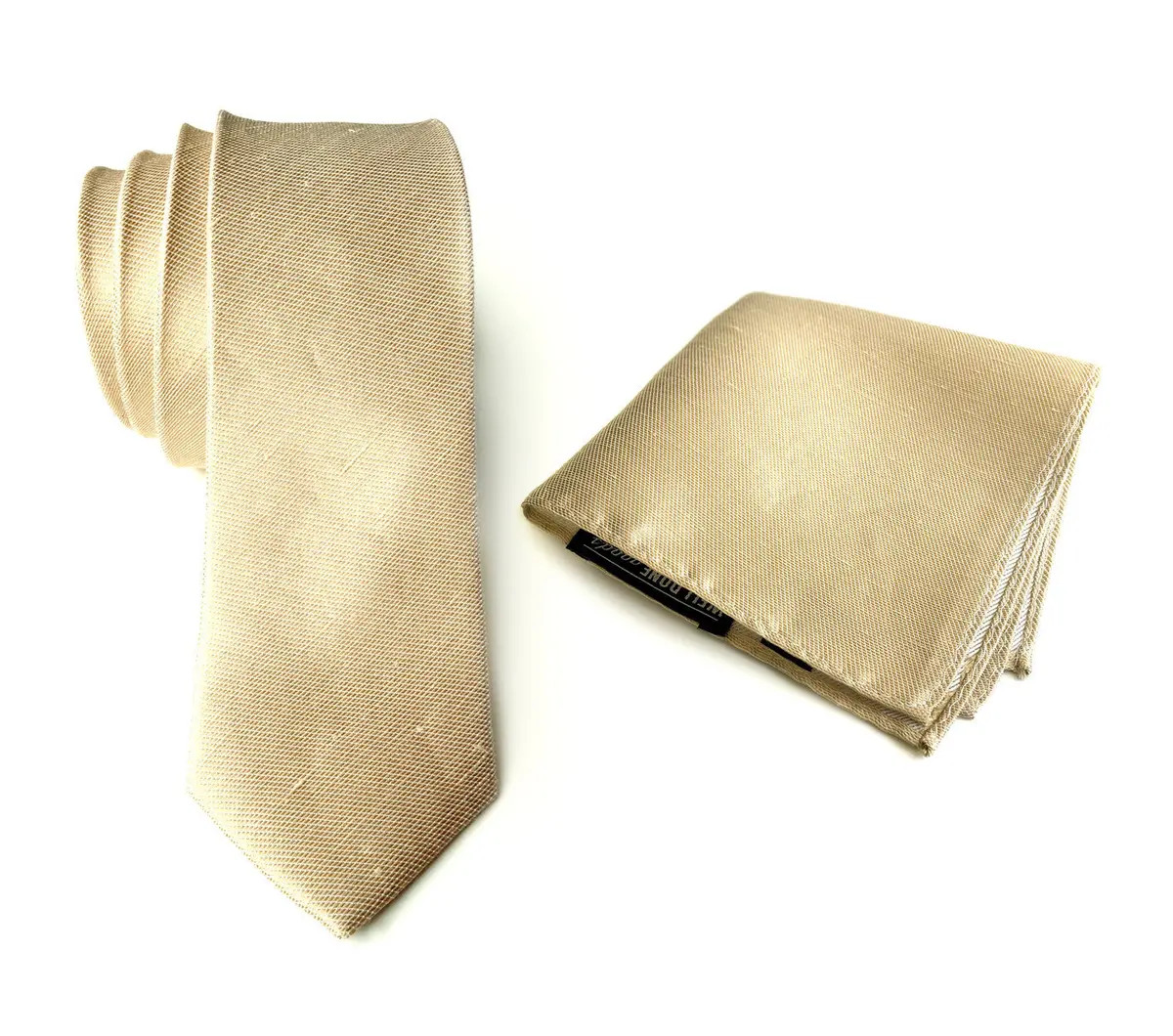 Champagne Linen Necktie. Solid Color Tie, Fisher 2