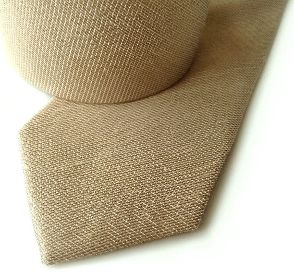 Champagne Linen Necktie. Solid Color Tie, Fisher 1