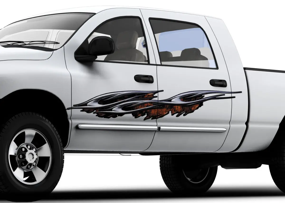 Flaming Spears Side Vinyl Decals For Car & Truck 1