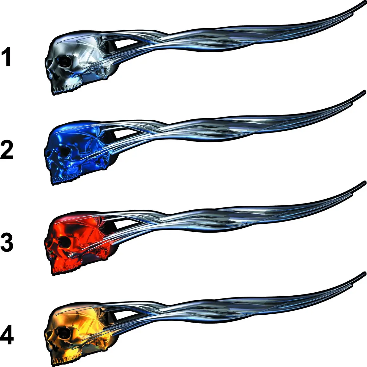 Flying Chrome Skull Side Vinyl Decals 7