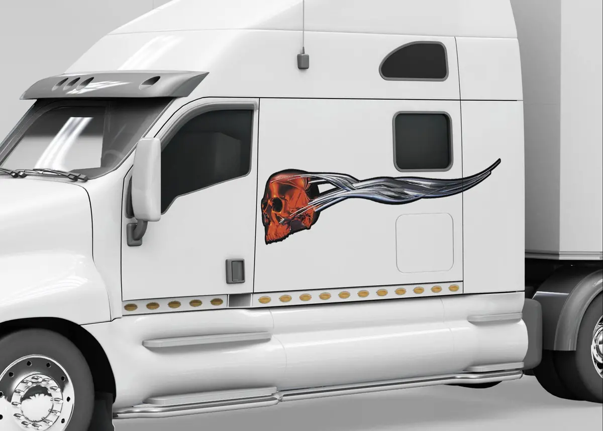 Flying Chrome Skull Side Vinyl Decals 3