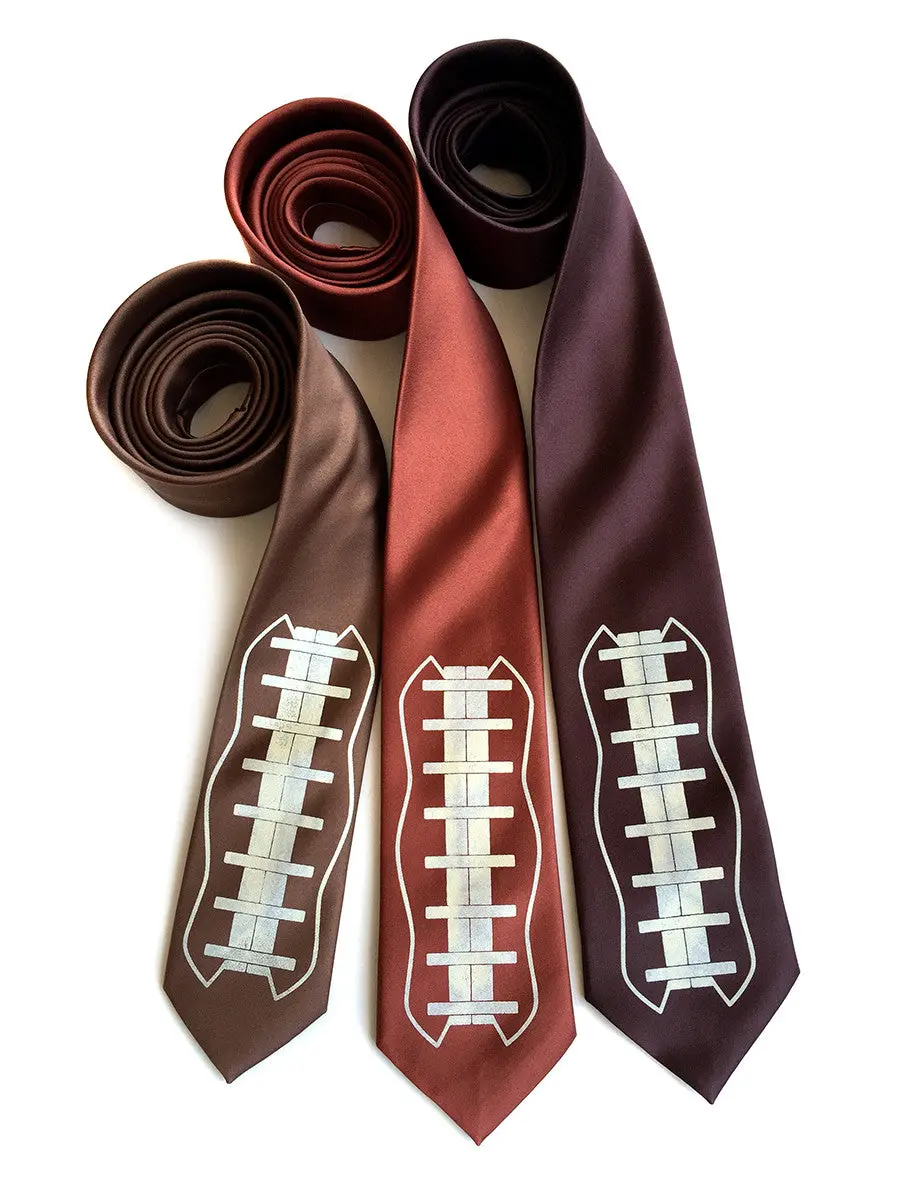 Football Necktie. Football Lacing Print. 1