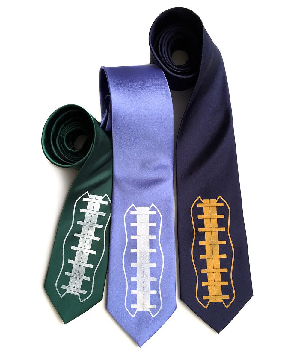 Football Necktie. Football Lacing Print. 2