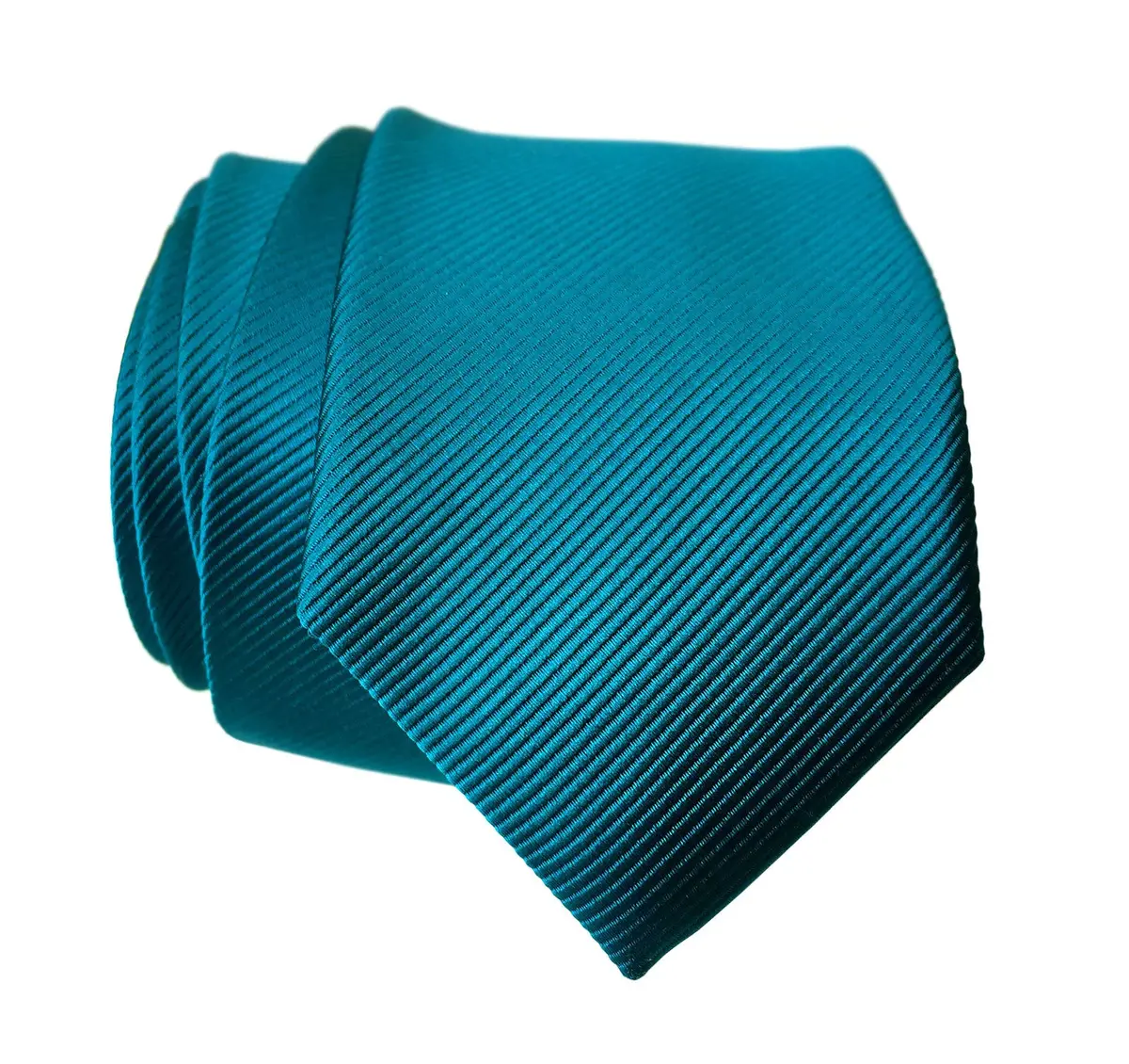 French Blue Necktie. Solid Color Fine-Stripe Tie, No Print 1