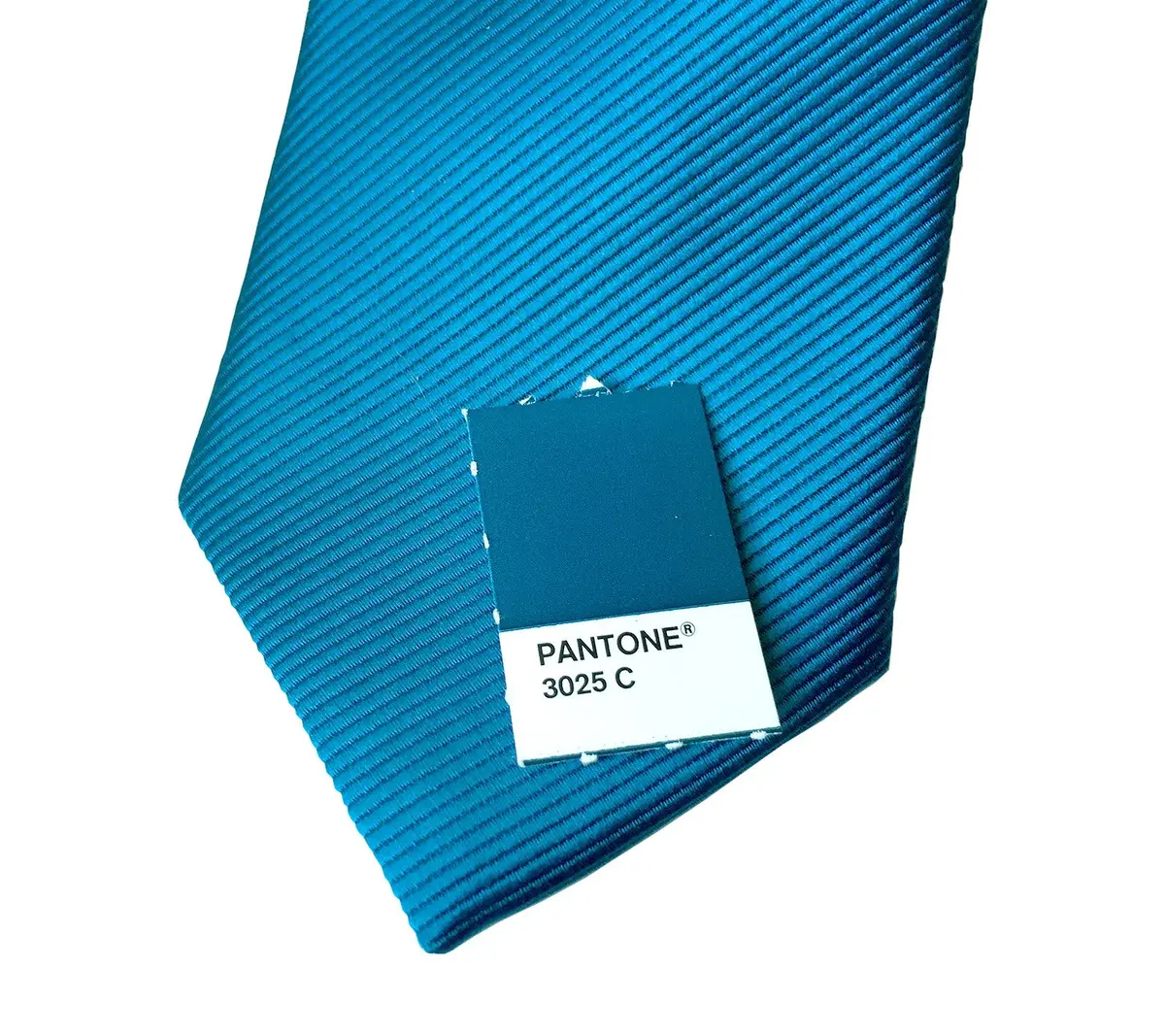 French Blue Necktie. Solid Color Fine-Stripe Tie, No Print 2