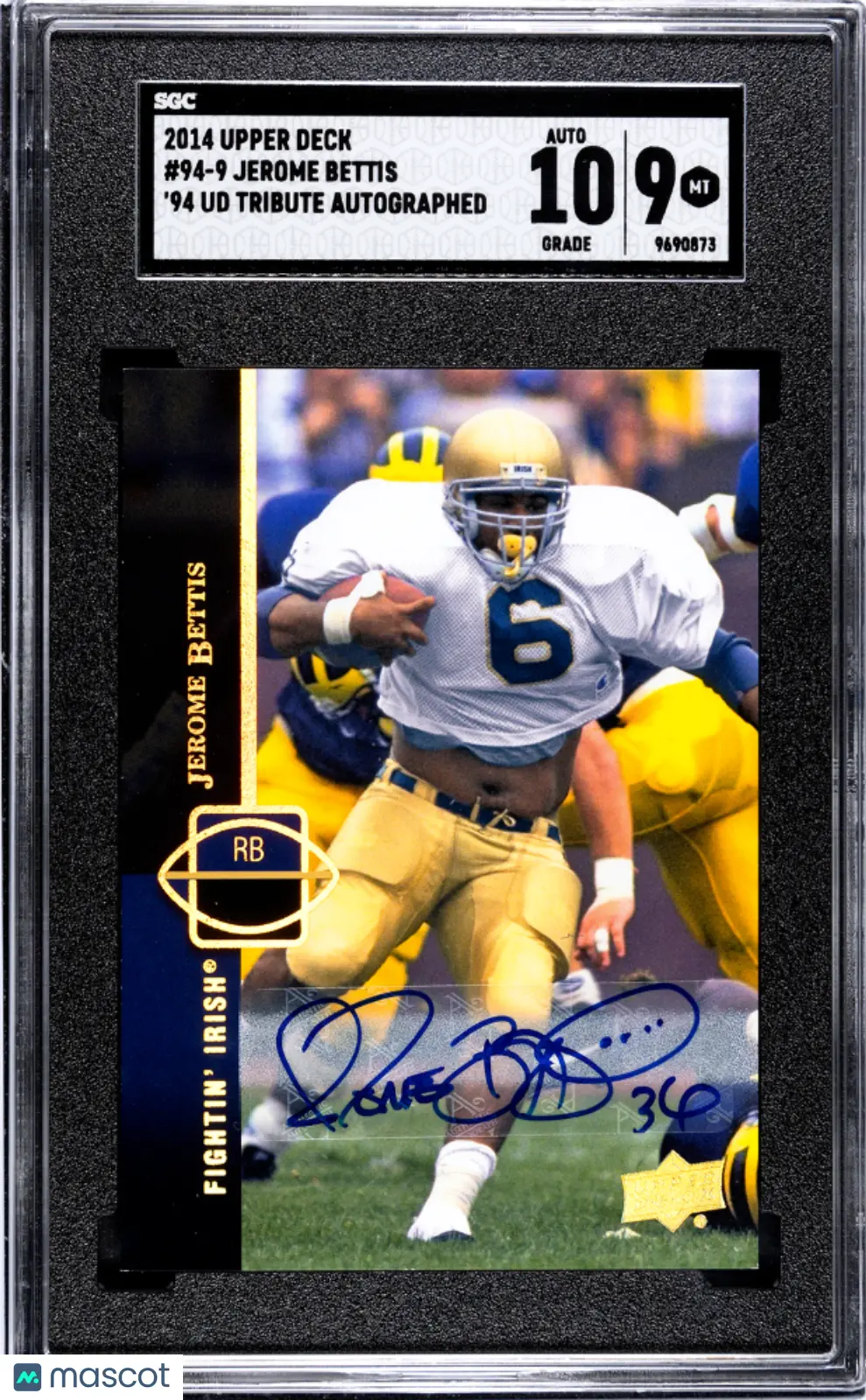 2014 Upper Deck Jerome Bettis #94-9 '94 Ud Tribute Autograph Auto Sgc 9 Pop 1 1