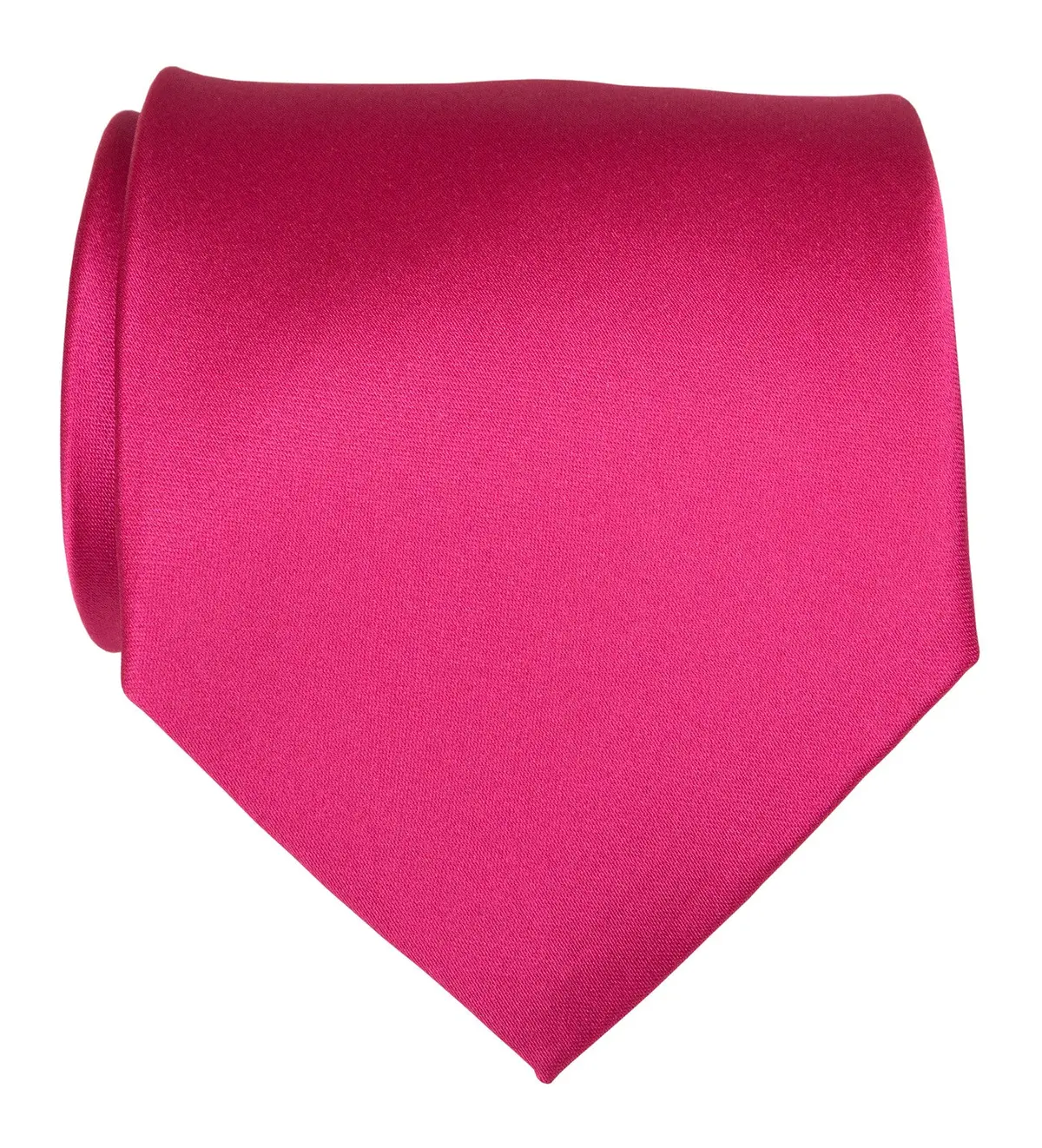 Fuchsia Pink Necktie. Solid Color Satin Finish Tie, No Print 1