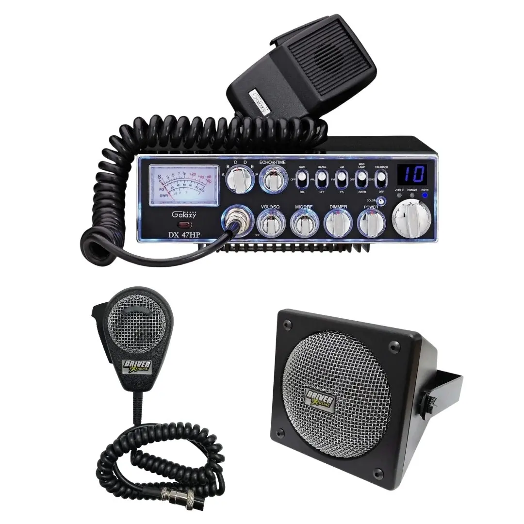 Galaxy Dx-47Hp 10 Meter Radio, Drx-9010 External Speaker, Drx-6560 4 Pin Noise Cancelling Dynamic Microphone, Combo 1